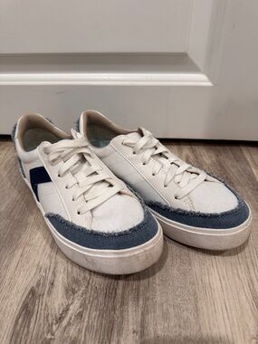 Dr. Scholl’s Platform Sneakers Women’s Size 7.5 Cream Blue Denim Casual Shoes